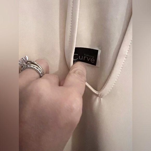 Kimcine Curve Ivory Floral Embroidered Overlay Scuba Dress - Picture 7 of 7